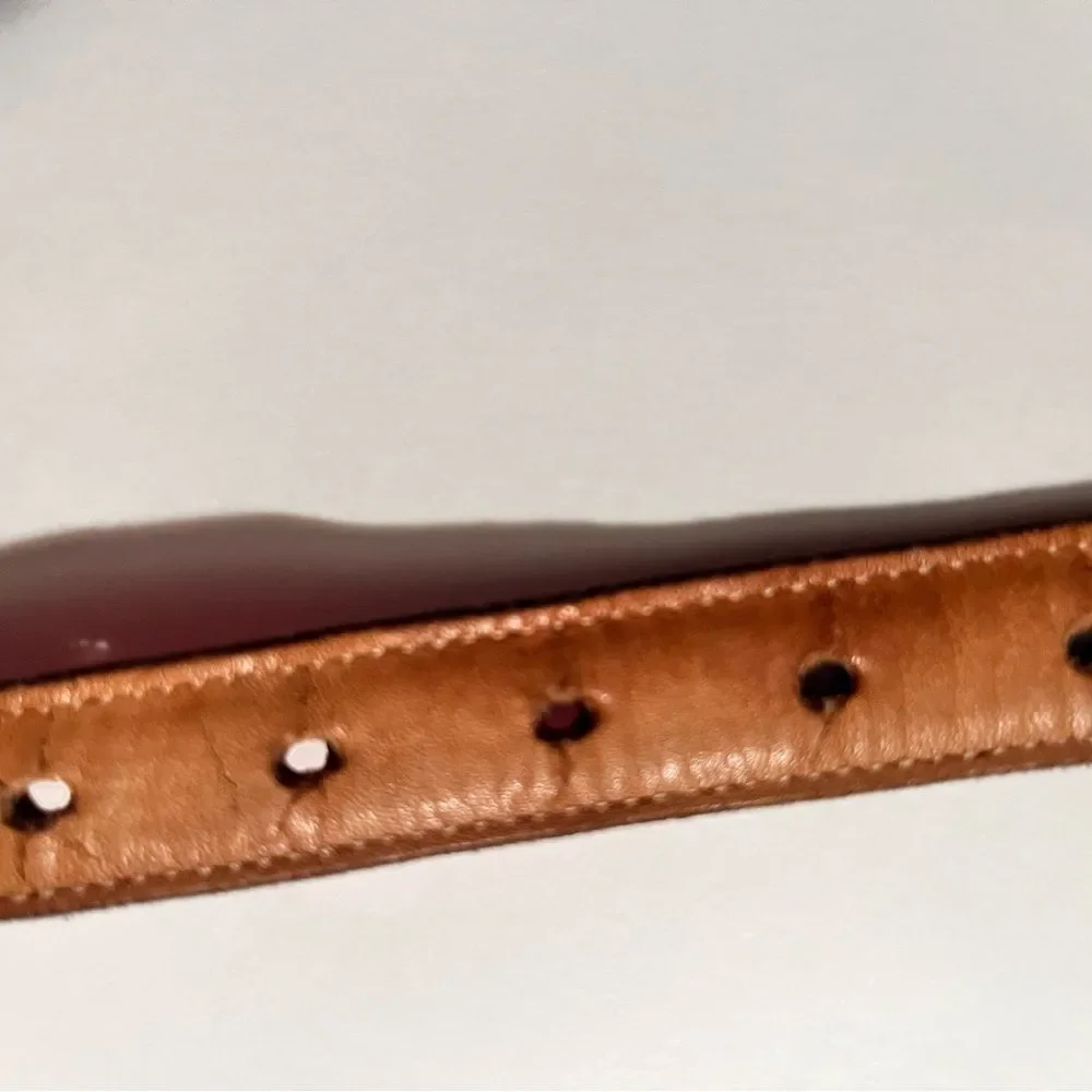Anne Klein Women’s Leather Red Belt Size Medium with Gold Logo on Buckle